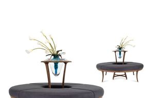 contemporary upholstered bench / fabric / leather / wooden