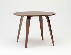 contemporary dining table / walnut / molded plywood / round