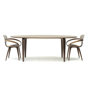 contemporary dining table / walnut / oval / commercial