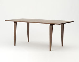 contemporary table / walnut / molded plywood / oval