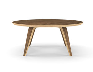 contemporary coffee table / walnut / molded plywood / round