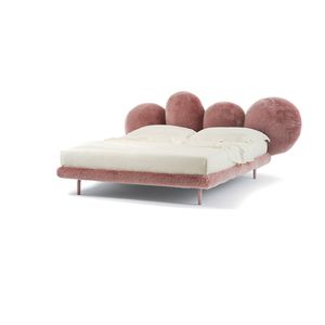 double bed / original design / plywood / with upholstered headboard