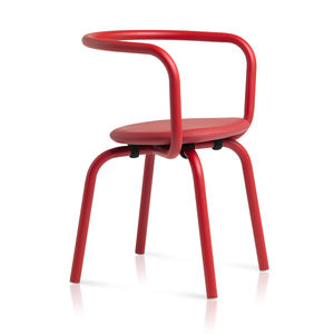 contemporary chair / leather / aluminum / commercial