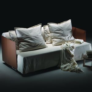 sofa bed / contemporary / fabric / leather