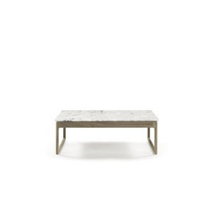 contemporary coffee table / marble / solid wood / rectangular