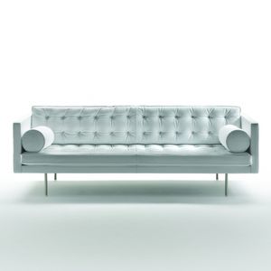 contemporary sofa / leather / fabric / 3-seater