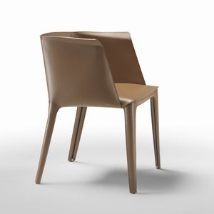 contemporary dining chair / with armrests / upholstered / with removable cover