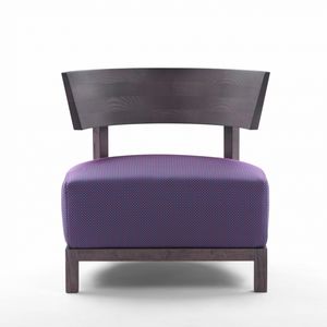 contemporary fireside chair / fabric / leather / wooden