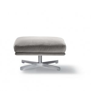 contemporary ottoman / fabric / metal / leather