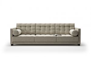 contemporary sofa / leather / fabric / 3-seater