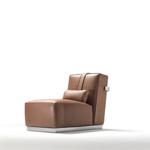 contemporary armchair / fabric / leather / metal