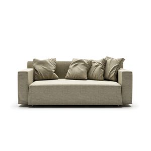 sofa bed / contemporary / fabric / leather