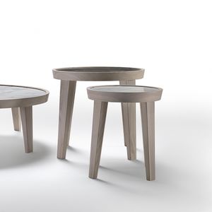 contemporary side table / marble / solid wood / rectangular