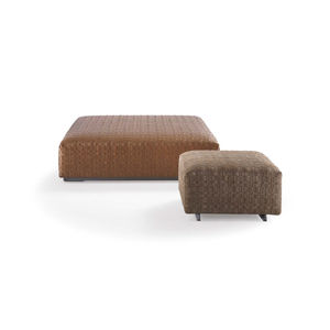 contemporary pouf / fabric / leather / with removable cover