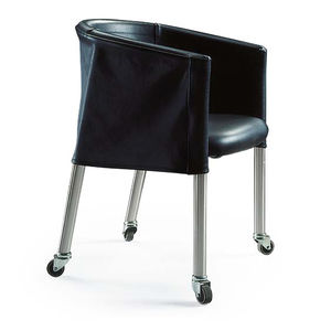 contemporary armchair / metal / fabric / leather