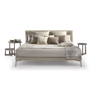 double bed / contemporary / with upholstered headboard / fabric
