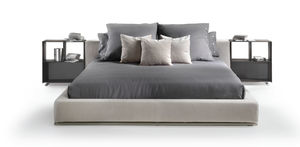 double bed / contemporary / fabric / leather