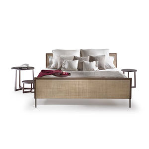 double bed / contemporary / with headboard / wooden