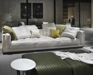 contemporary sofa / fabric / leather / 3-seater