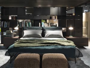 double bed / contemporary / upholstered / with headboard