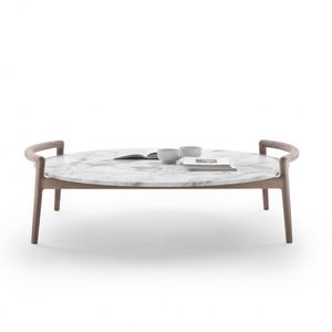 contemporary coffee table / wooden / marble / round
