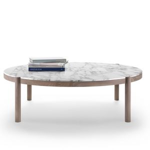 contemporary coffee table / wooden / marble / round