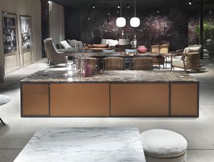 contemporary sideboard / wooden / glass / marble