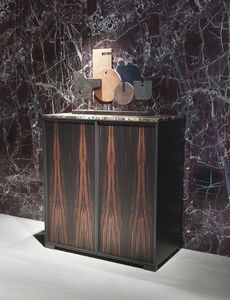 contemporary sideboard / aluminum / wooden / glass
