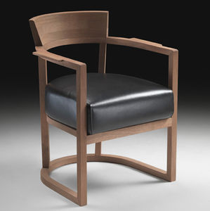 contemporary chair / with removable cover / upholstered / with armrests