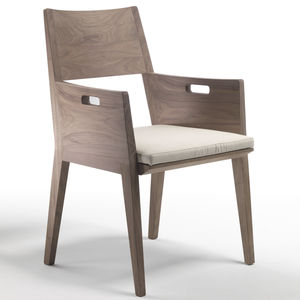 contemporary dining chair / with armrests / upholstered / with removable cover