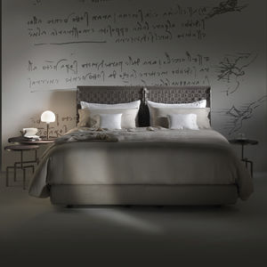 double bed / contemporary / fabric / leather