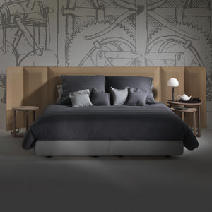 double bed / contemporary / fabric / leather