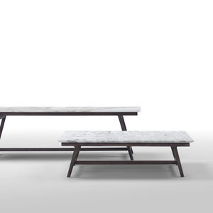 contemporary coffee table / marble / solid wood / rectangular