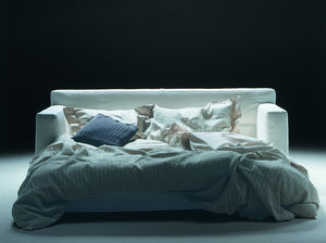 sofa bed / contemporary / fabric / leather