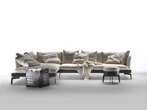 modular sofa / contemporary / leather / fabric
