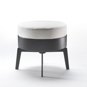 contemporary footrest / metal / wooden / leather