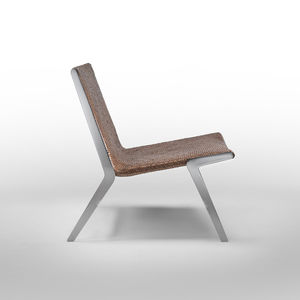 contemporary fireside chair / leather / metal / by Antonio Citterio