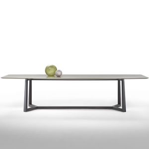 contemporary dining table / glass / metal / marble