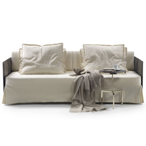 sofa bed / contemporary / leather / fabric