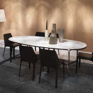 dining table / oval / contemporary / metal