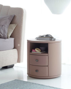 contemporary bedside table / leather / MDF / round