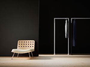 contemporary clothes rack / steel / on casters