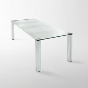 contemporary table / glass / rectangular / square