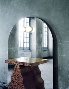 contemporary sideboard table / wooden / rectangular / with mirror