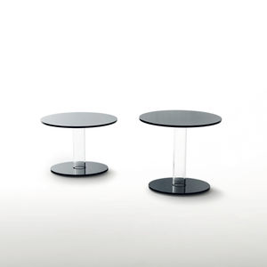 contemporary side table / glass / round / transparent