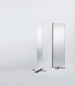 free-standing mirror / contemporary / rectangular / metal