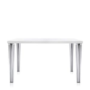 contemporary dining table / glass / metal / polyester