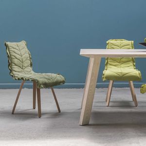 contemporary chair / upholstered / with armrests / fabric