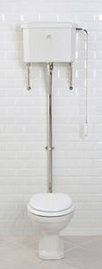 free-standing toilet / ceramic / with high tank