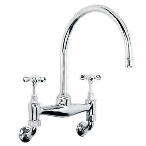 wall-mounted double-handle mixer tap / nickel / kitchen / 2-hole